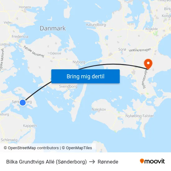 Bilka Grundtvigs Allé (Sønderborg) to Rønnede map