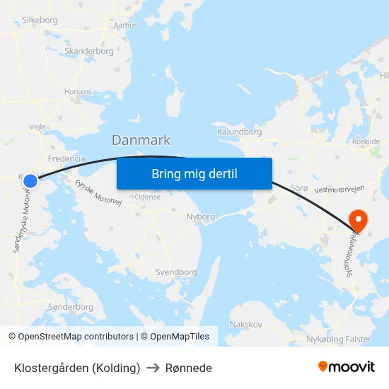 Klostergården (Kolding) to Rønnede map