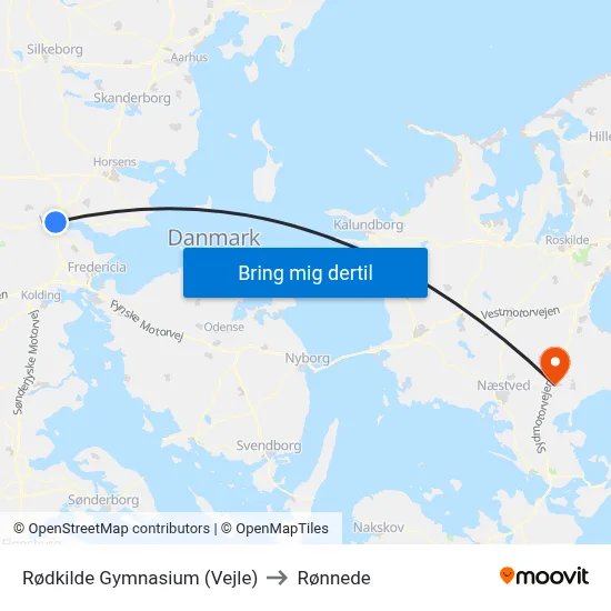 Rødkilde Gymnasium (Vejle) to Rønnede map