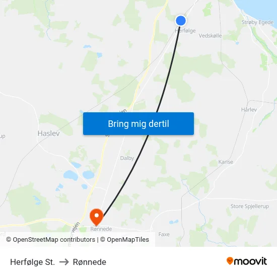 Herfølge St. to Rønnede map