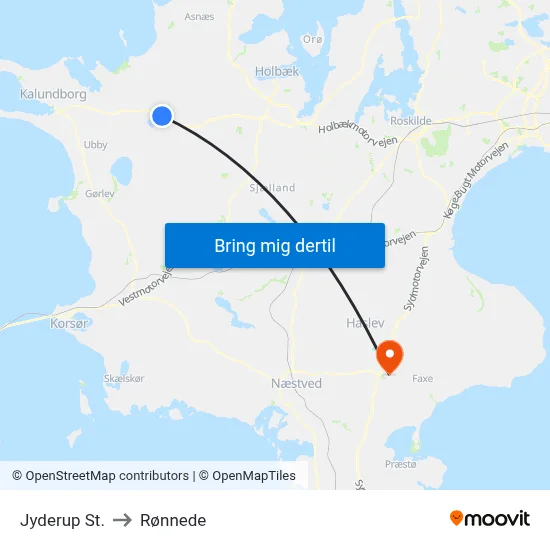 Jyderup St. to Rønnede map