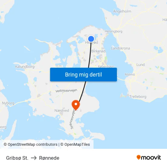 Gribsø St. to Rønnede map