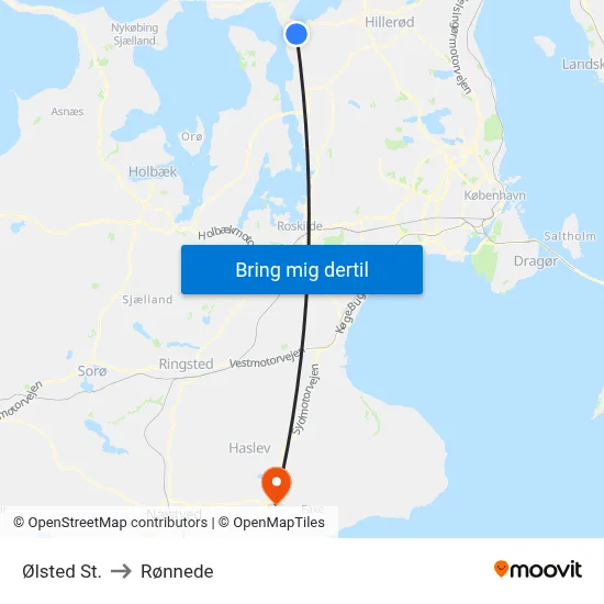 Ølsted St. to Rønnede map