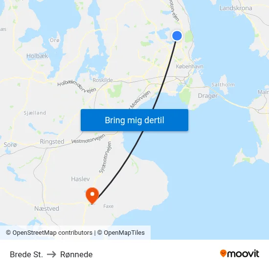 Brede St. to Rønnede map