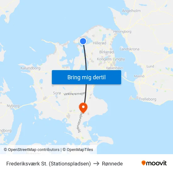 Frederiksværk St. (Stationspladsen) to Rønnede map