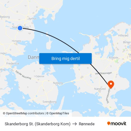 Skanderborg St. (Skanderborg Kom) to Rønnede map