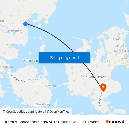 Aarhus Banegårdsplads/M. P. Bruuns Gade to Rønnede map