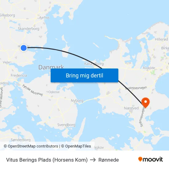 Vitus Berings Plads (Horsens Kom) to Rønnede map
