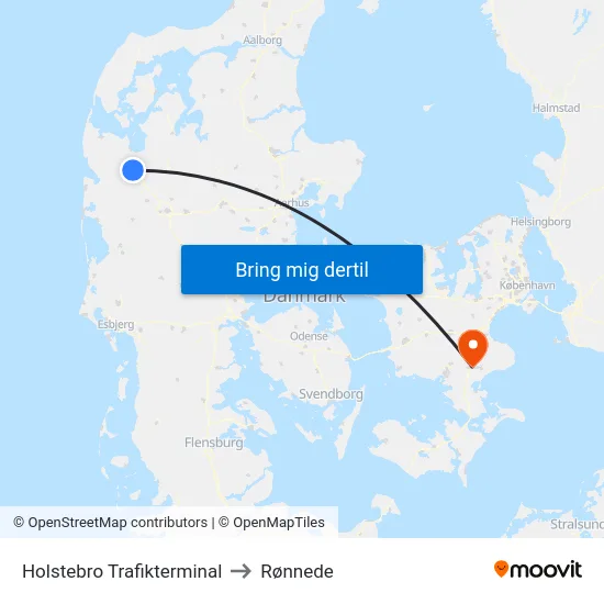 Holstebro Trafikterminal to Rønnede map