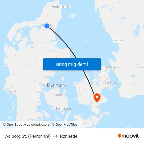 Aalborg St. (Perron C9) to Rønnede map