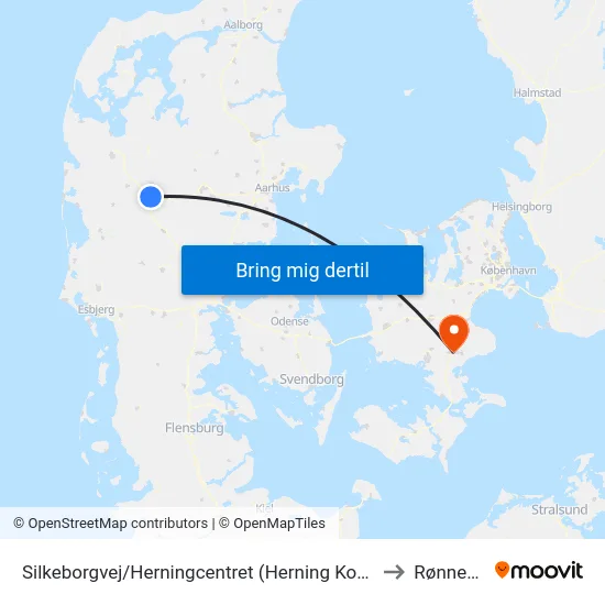 Silkeborgvej/Herningcentret (Herning Kom) to Rønnede map