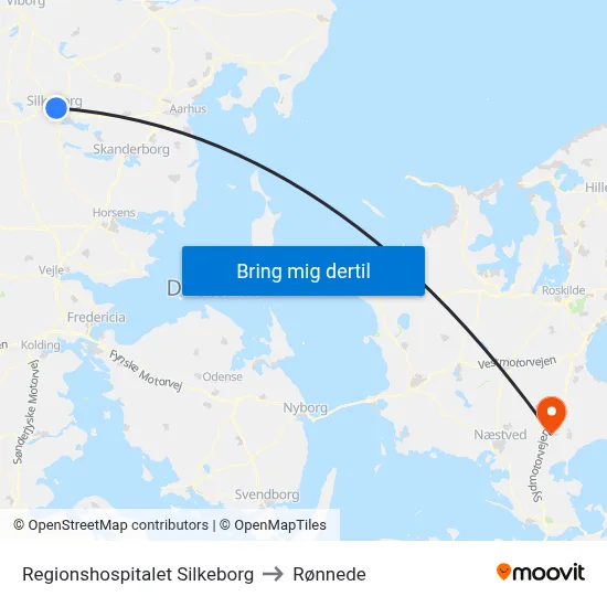 Regionshospitalet Silkeborg to Rønnede map