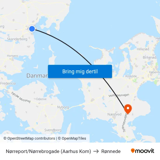 Nørreport/Nørrebrogade (Aarhus Kom) to Rønnede map