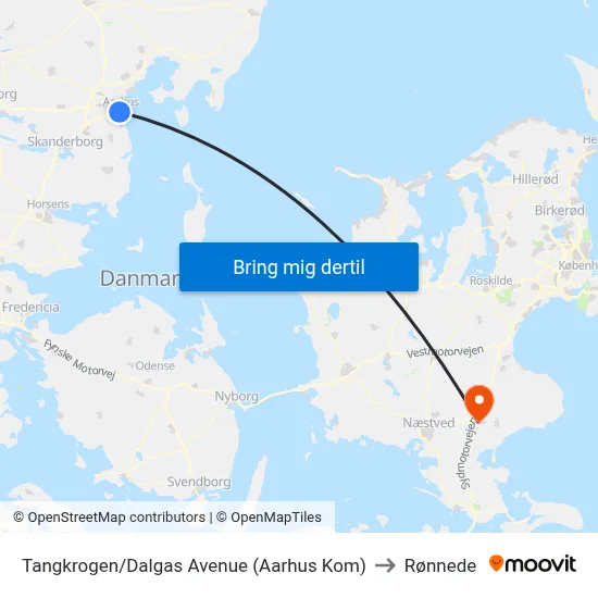 Tangkrogen/Dalgas Avenue (Aarhus Kom) to Rønnede map
