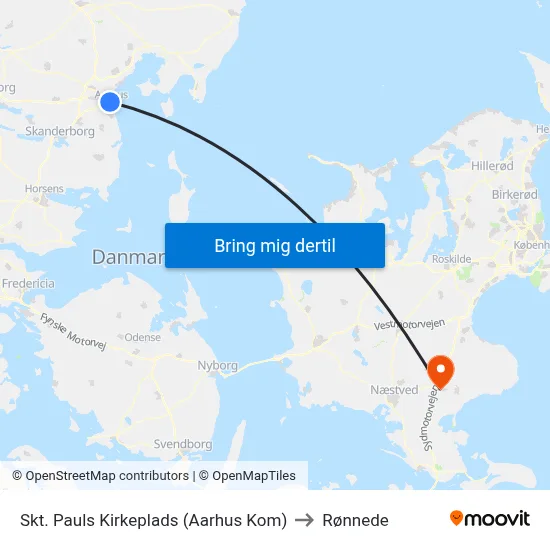Skt. Pauls Kirkeplads (Aarhus Kom) to Rønnede map