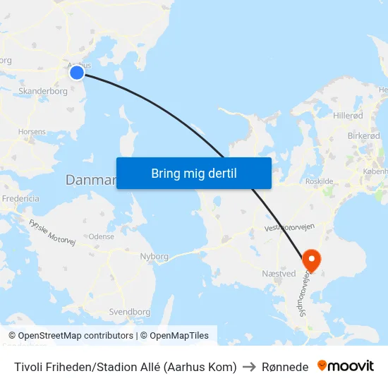 Tivoli Friheden/Stadion Allé (Aarhus Kom) to Rønnede map