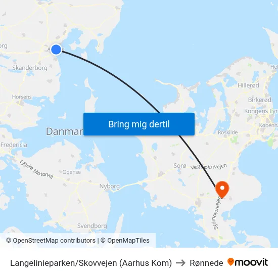 Langelinieparken/Skovvejen (Aarhus Kom) to Rønnede map