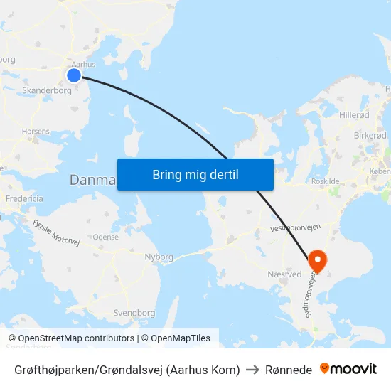 Grøfthøjparken/Grøndalsvej (Aarhus Kom) to Rønnede map