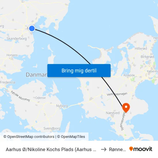 Aarhus Ø/Nikoline Kochs Plads (Aarhus Kom) to Rønnede map