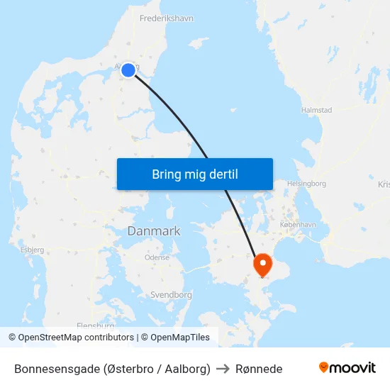 Bonnesensgade (Østerbro / Aalborg) to Rønnede map