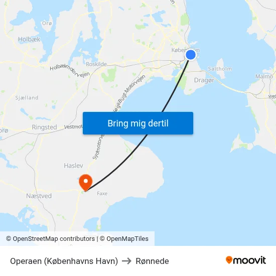 Operaen (Københavns Havn) to Rønnede map