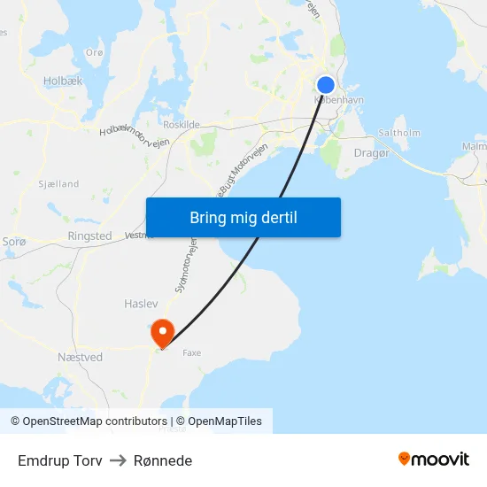 Emdrup Torv to Rønnede map
