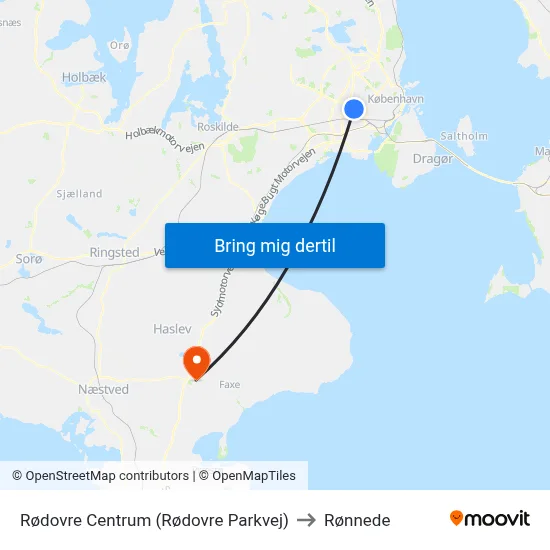 Rødovre Centrum (Rødovre Parkvej) to Rønnede map