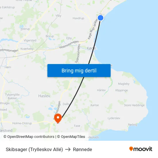 Skibsager (Trylleskov Allé) to Rønnede map