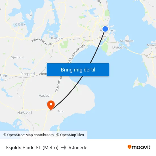 Skjolds Plads St. (Metro) to Rønnede map