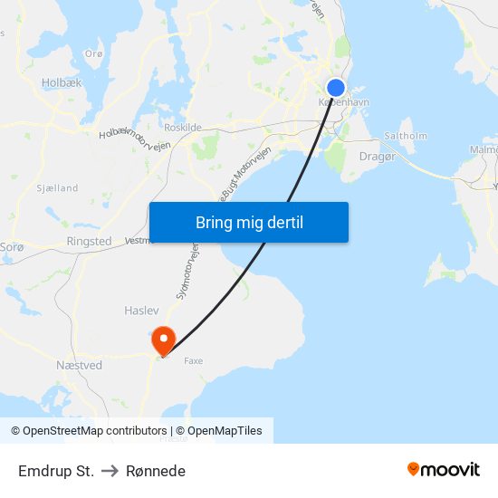 Emdrup St. to Rønnede map