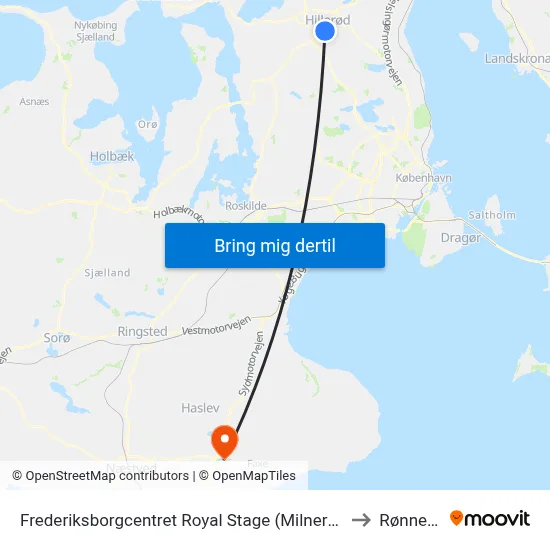 Frederiksborgcentret Royal Stage (Milnersvej) to Rønnede map