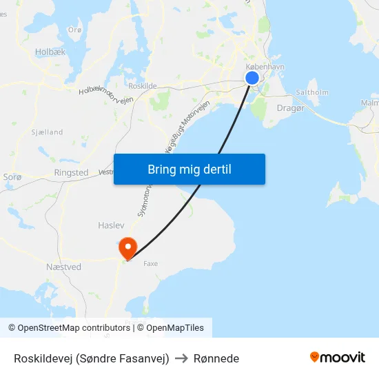 Roskildevej (Søndre Fasanvej) to Rønnede map