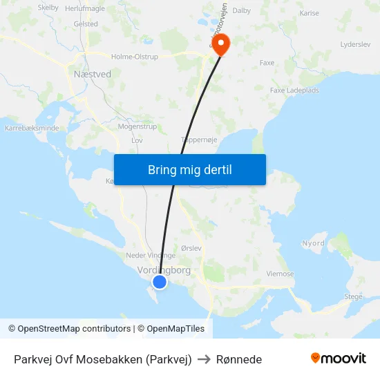 Parkvej Ovf Mosebakken (Parkvej) to Rønnede map