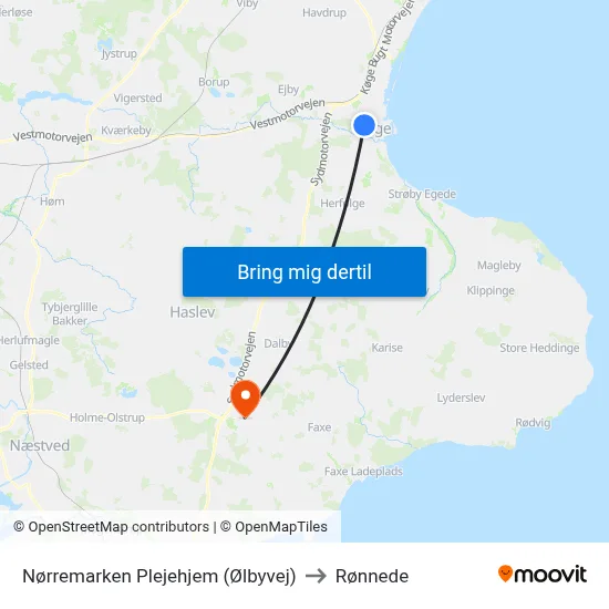 Nørremarken Plejehjem (Ølbyvej) to Rønnede map