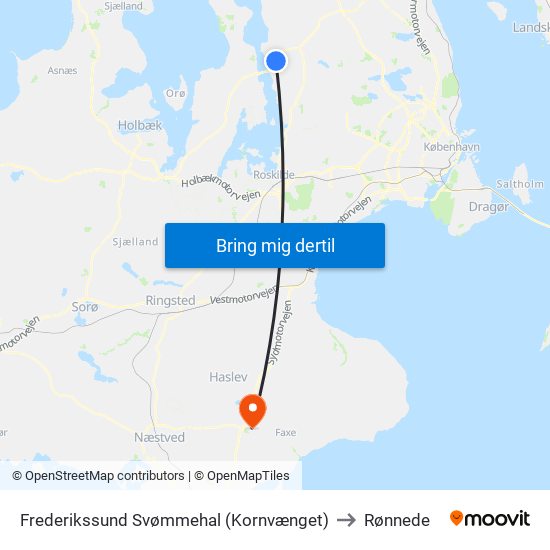 Frederikssund Svømmehal (Kornvænget) to Rønnede map