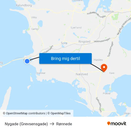 Nygade (Grevsensgade) to Rønnede map