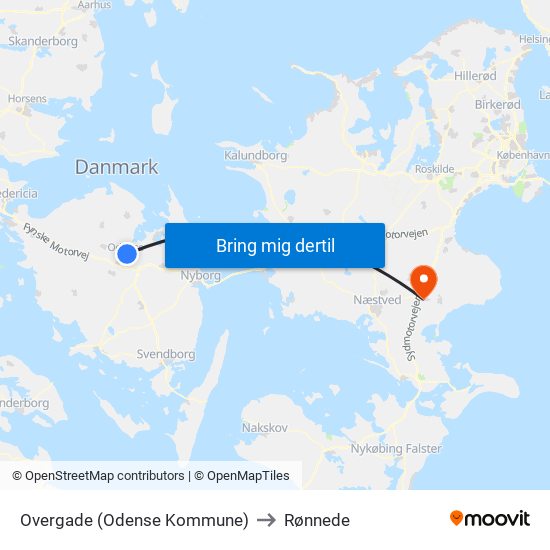 Overgade (Odense Kommune) to Rønnede map