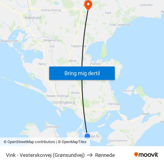 Vink - Vesterskovvej (Grønsundvej) to Rønnede map