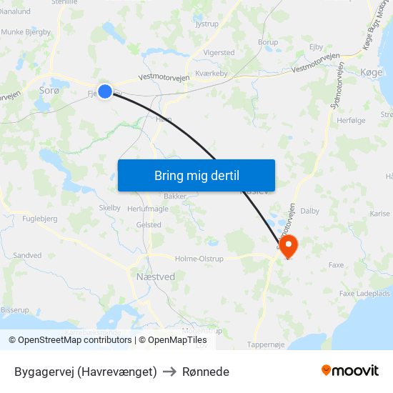 Bygagervej (Havrevænget) to Rønnede map
