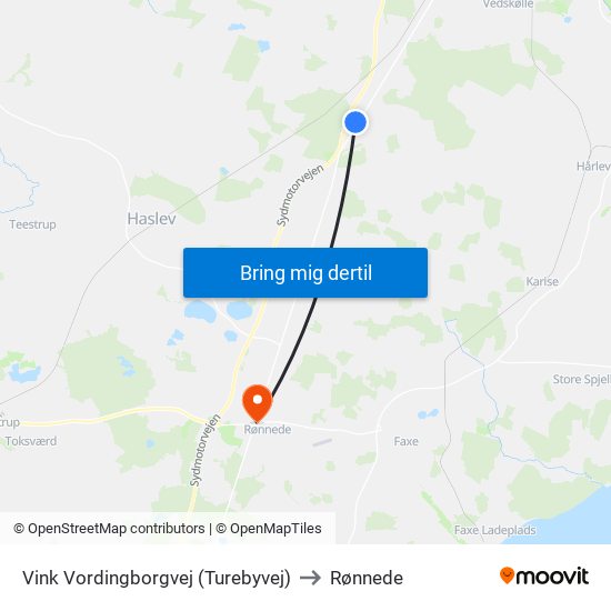 Vink Vordingborgvej (Turebyvej) to Rønnede map