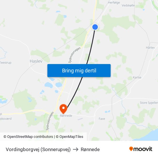 Vordingborgvej (Sonnerupvej) to Rønnede map