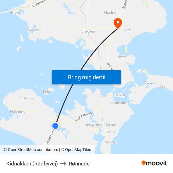 Kidnakken (Rødbyvej) to Rønnede map