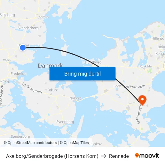 Axelborg/Sønderbrogade (Horsens Kom) to Rønnede map