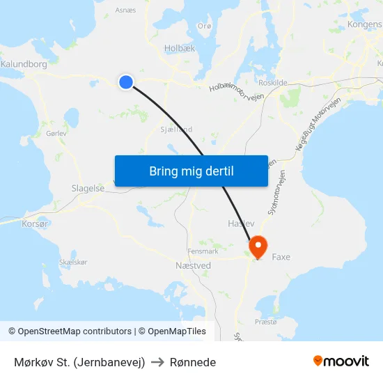 Mørkøv St. (Jernbanevej) to Rønnede map