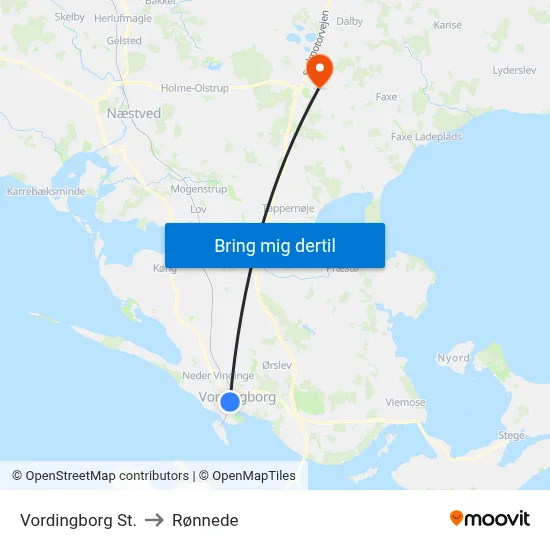 Vordingborg St. to Rønnede map