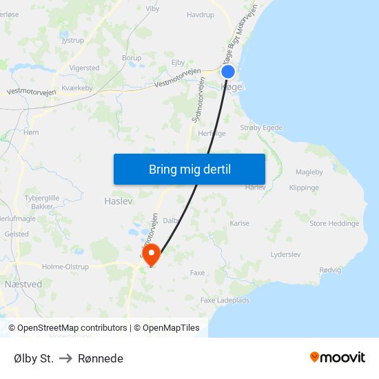 Ølby St. to Rønnede map