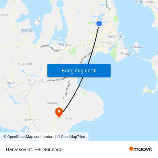 Hareskov St. to Rønnede map