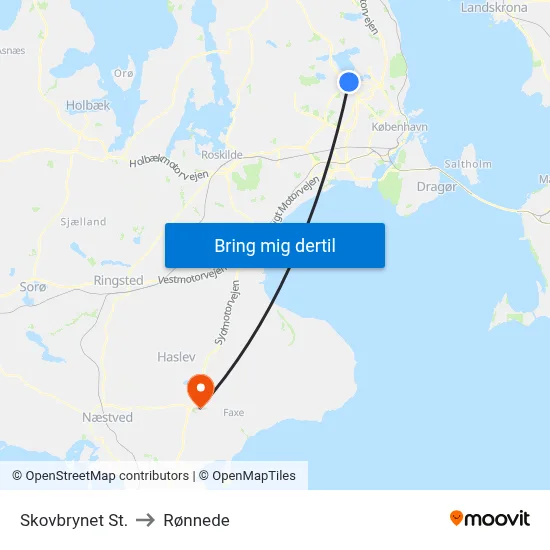 Skovbrynet St. to Rønnede map