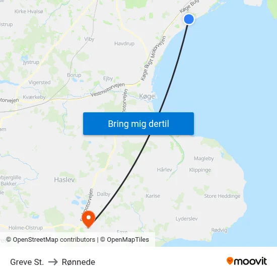 Greve St. to Rønnede map