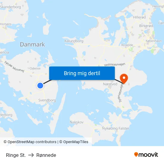 Ringe St. to Rønnede map